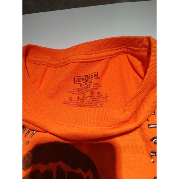 Bright Orange Fringed T-Shirt Hippie Style M Jerzees Tee Boho Retro What OMG - Picture 3 of 5